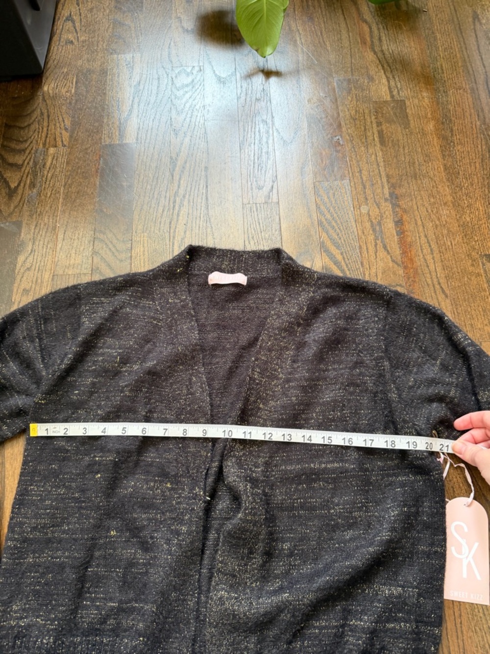 Women's Charcoal V-Neck Sweater Cardigan - Picture 3 of 6